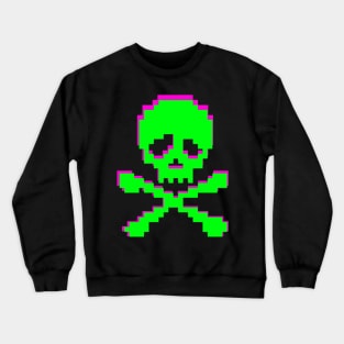 Neon Green Pink Skull Crossbones Punk Crewneck Sweatshirt